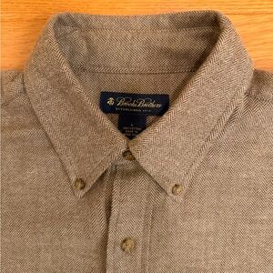 Brooks Brothers 346 New w/Tags Large herringbone pattern 100% Cotton Shirt